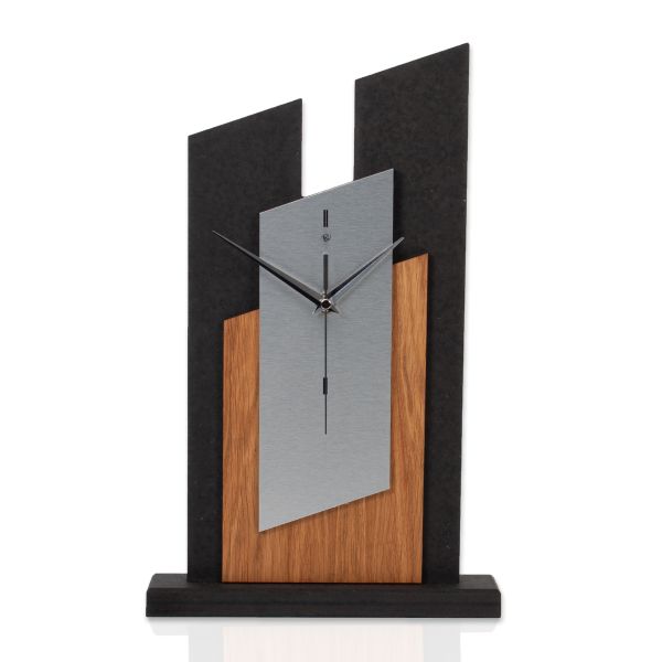 Designer-Standuhr „Tricolor Squares“ aus Holz