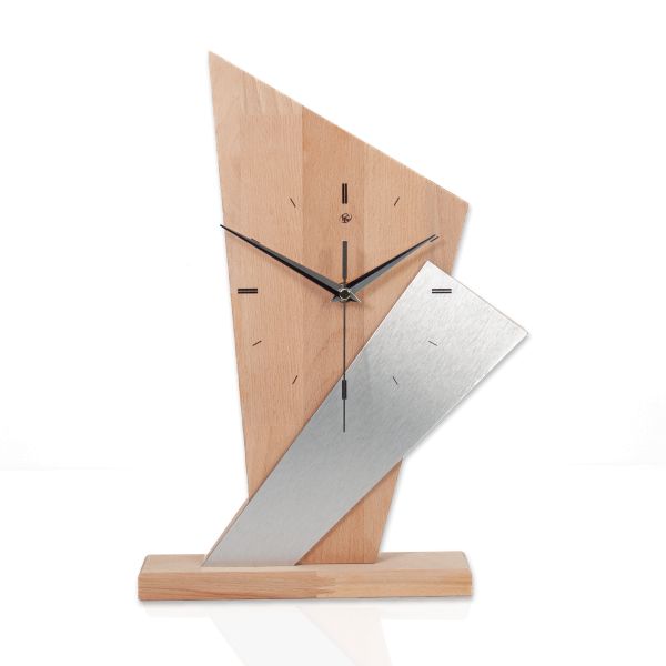 Designer-Standuhr „Brown Square“ aus Massivholz