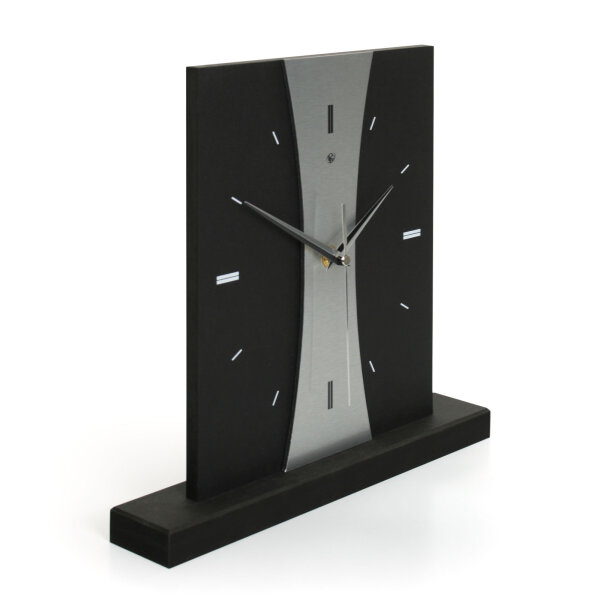 Stripe – Designer-Standuhr aus MDF mit Alu, Echtholz oder Steinfurnier