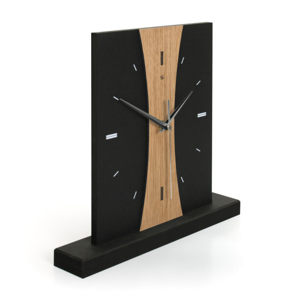 Stripe – Designer-Standuhr aus MDF mit Alu, Echtholz oder Steinfurnier