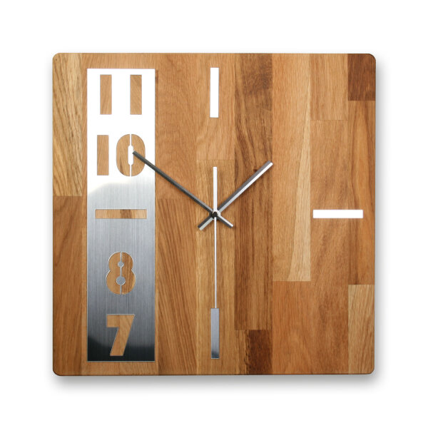 Timeline Designer-Wanduhr aus Massivholz mit Alu &...