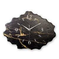 Black & Gold Design-Wanduhr aus Steinguss mit leisem Uhrwerk