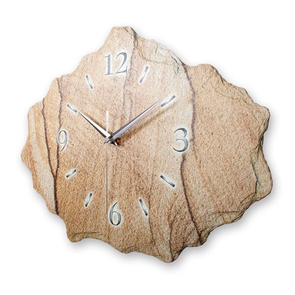 Marmor-Optik beige Design-Wanduhr aus Steinguss mit...