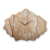 Marmor-Optik beige Design-Wanduhr aus Steinguss mit leisem Uhrwerk