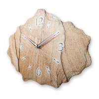 Marmor-Optik beige Design-Wanduhr aus Steinguss mit leisem Uhrwerk