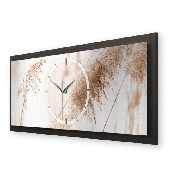 Gräser – Panora Metallic Wanduhr aus Alu &...
