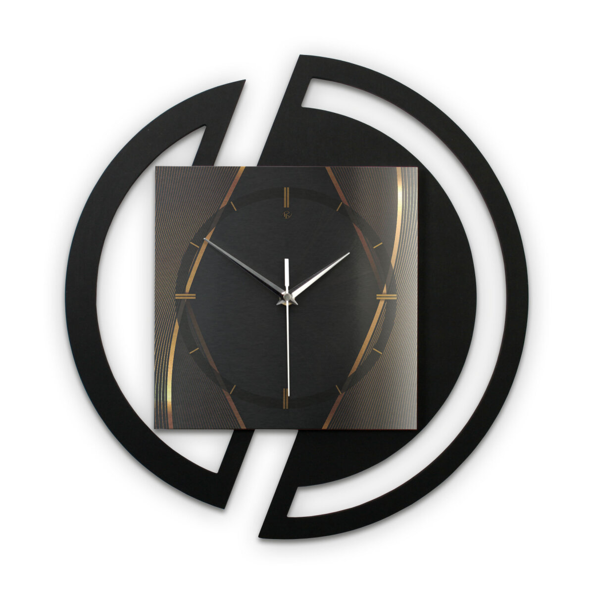 Dark Elegance – Rondora Metallic Wanduhr aus Alu & MDF