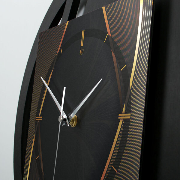 Dark Elegance – Rondora Metallic Wanduhr aus Alu & MDF