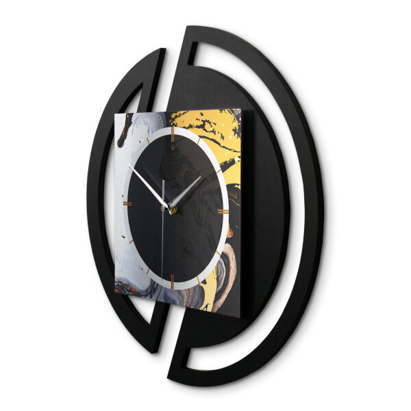 Gold & Black Ink – Rondora Metallic Wanduhr aus Alu & MDF