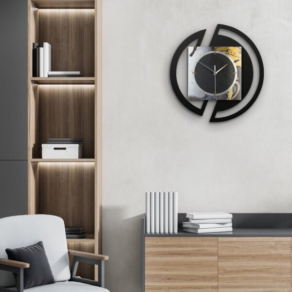 Gold & Black Ink – Rondora Metallic Wanduhr aus Alu & MDF