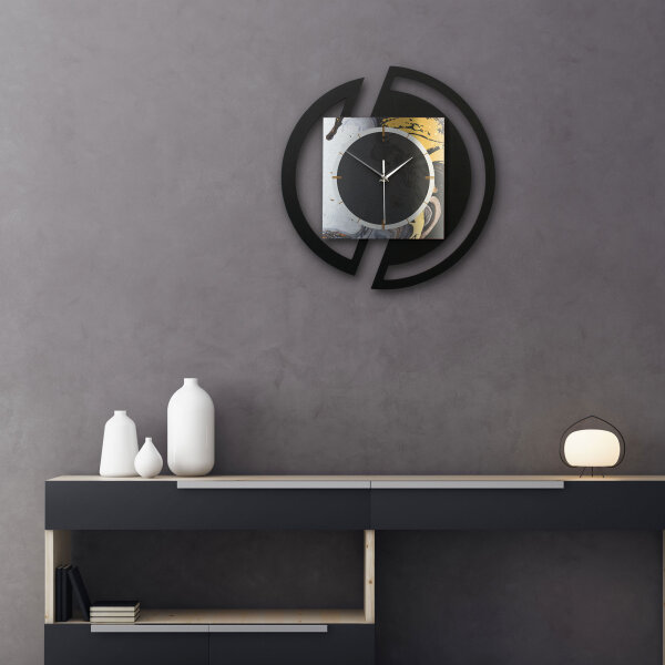 Gold & Black Ink – Rondora Metallic Wanduhr aus Alu & MDF