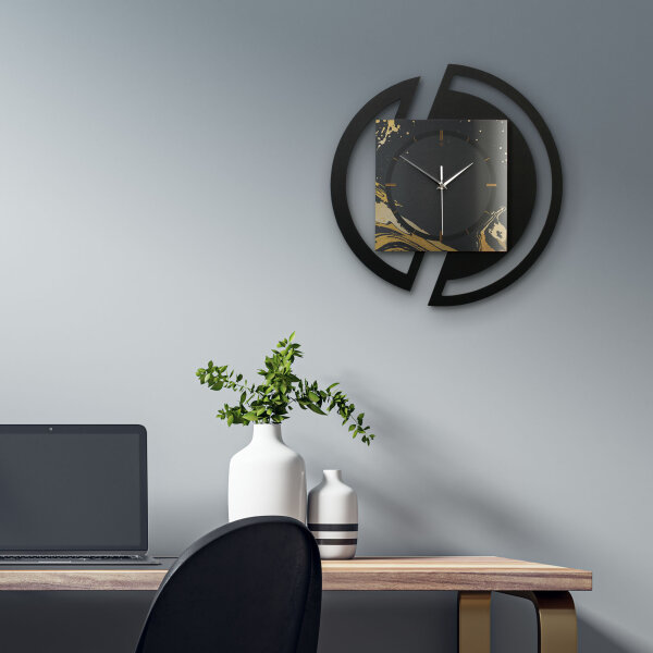Golden Liquid – Rondora Metallic Wanduhr aus Alu & MDF