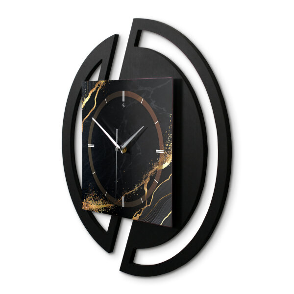 Black & Gold Waves – Rondora Metallic Wanduhr aus Alu & MDF