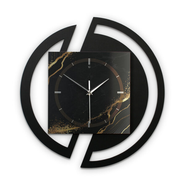Black & Gold Waves – Rondora Metallic Wanduhr...