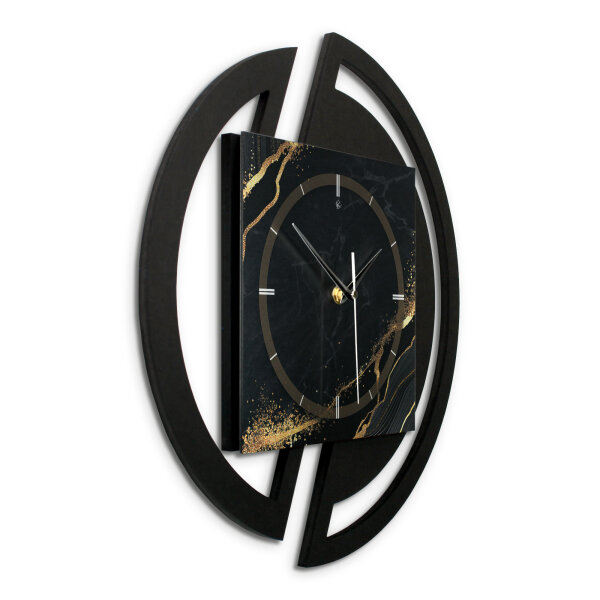 Black & Gold Waves – Rondora Metallic Wanduhr...