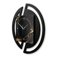 Black & Gold Waves – Rondora Metallic Wanduhr aus Alu & MDF