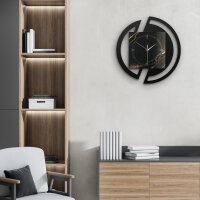 Black & Gold Waves – Rondora Metallic Wanduhr aus Alu & MDF