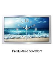 Ocean – gewölbte 3D-Wanduhr mit silbernem Alu-Rahmen