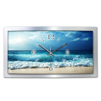 Ocean – gewölbte 3D-Wanduhr mit silbernem Alu-Rahmen