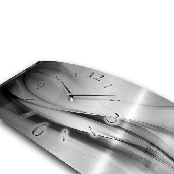 3D Design-Wanduhr "Abstrakt silber-metallic" aus gebürstetem Aluminium | B-Ware