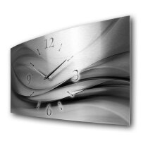 3D Design-Wanduhr "Abstrakt silber-metallic" aus gebürstetem Aluminium | B-Ware