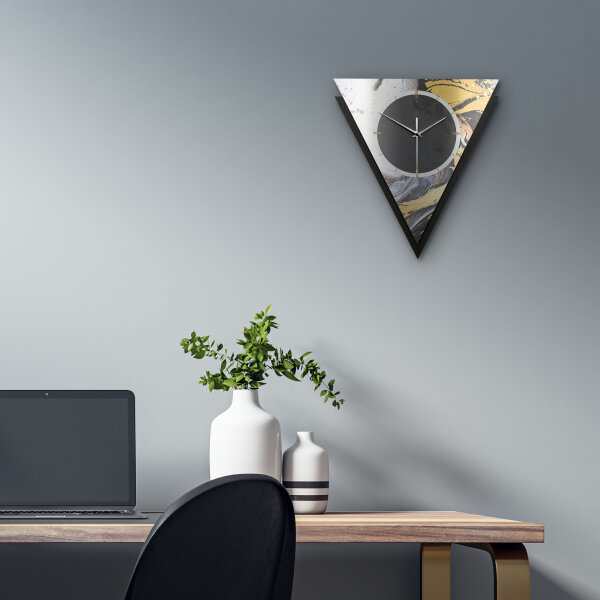 Gold & Black Ink – Triora Metallic Wanduhr aus Alu & MDF