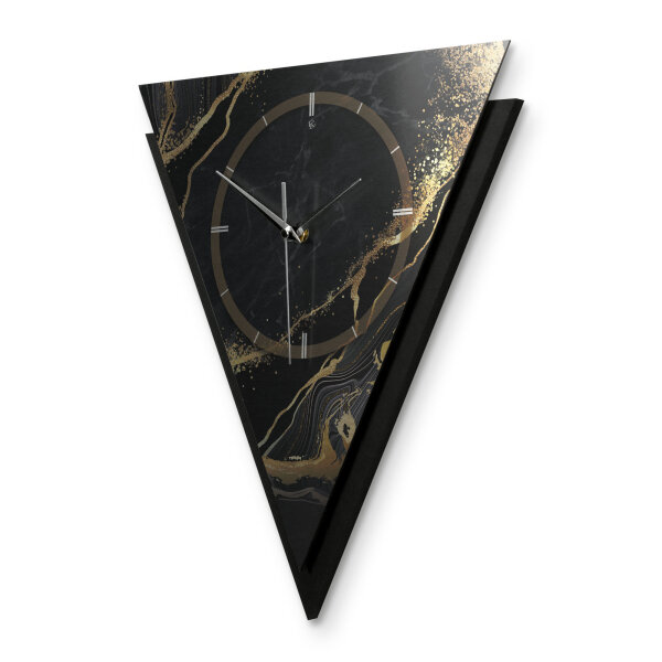 Black & Gold Waves – Triora Metallic Wanduhr aus Alu & MDF