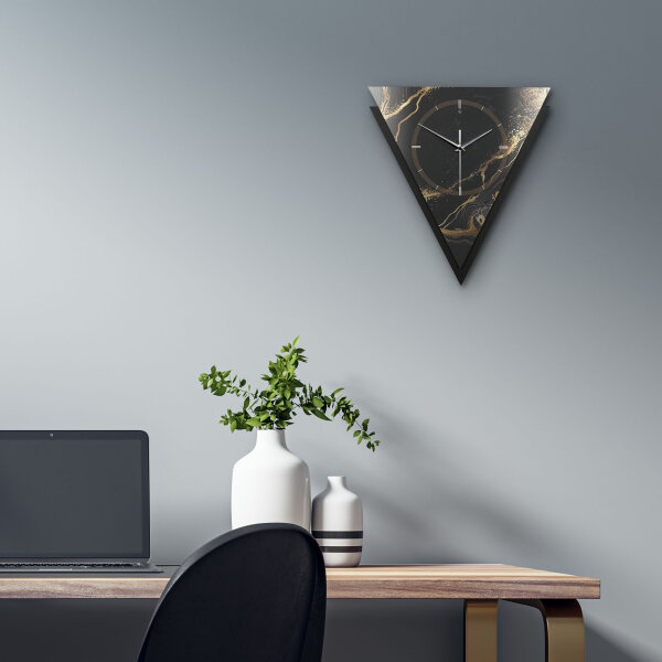 Black & Gold Waves – Triora Metallic Wanduhr aus Alu & MDF