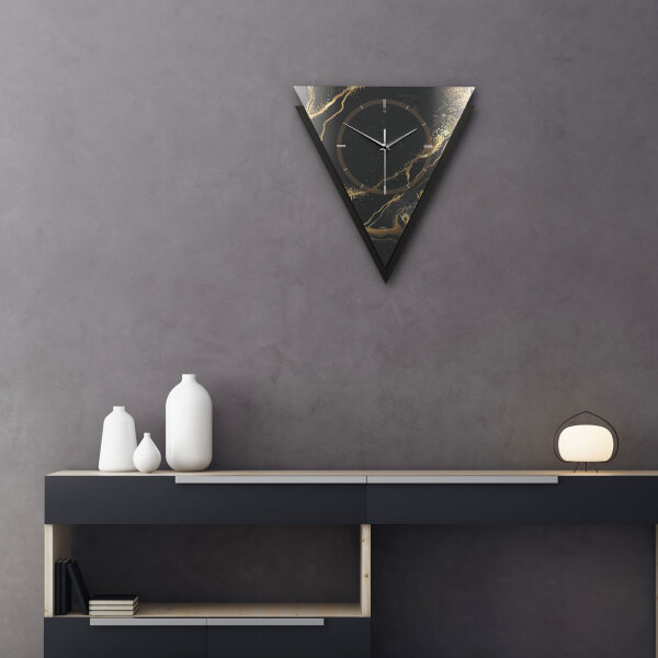 Black & Gold Waves – Triora Metallic Wanduhr aus Alu & MDF