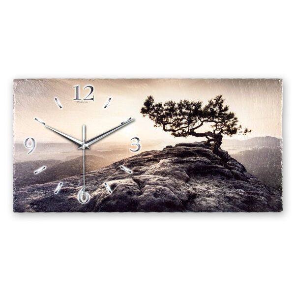 Einsamer Baum Design-Wanduhr aus Steinguss mit leisem...