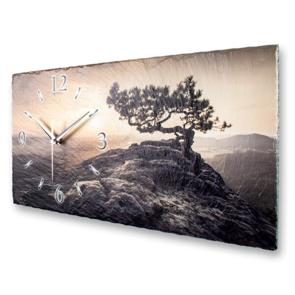 Einsamer Baum Design-Wanduhr aus Steinguss mit leisem Uhrwerk