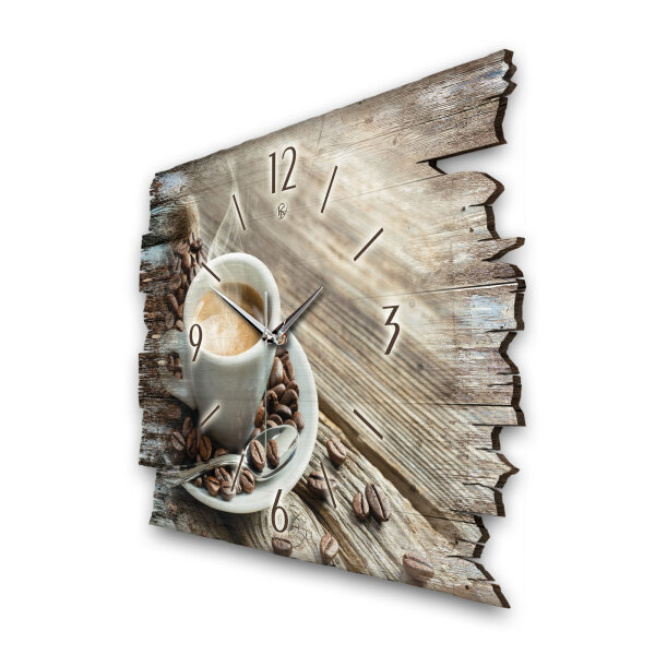Kaffee Tasse Designer-Wanduhr aus Holz – leises...