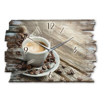 Kaffee Tasse Designer-Wanduhr aus Holz – leises Uhrwerk