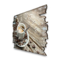 Kaffee Tasse Designer-Wanduhr aus Holz – leises Uhrwerk