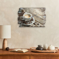 Kaffee Tasse Designer-Wanduhr aus Holz – leises Uhrwerk