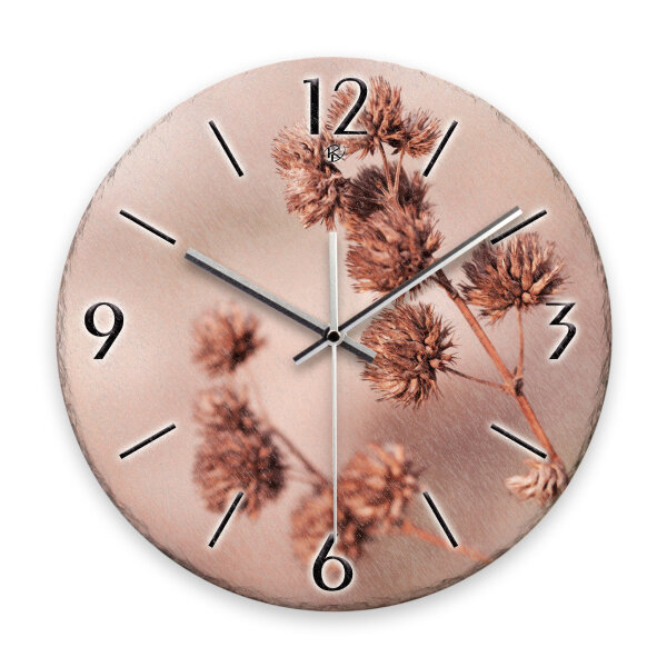 Korbblütler Design-Wanduhr aus Steinguss mit leisem...