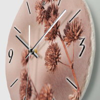 Korbblütler Design-Wanduhr aus Steinguss mit leisem Uhrwerk