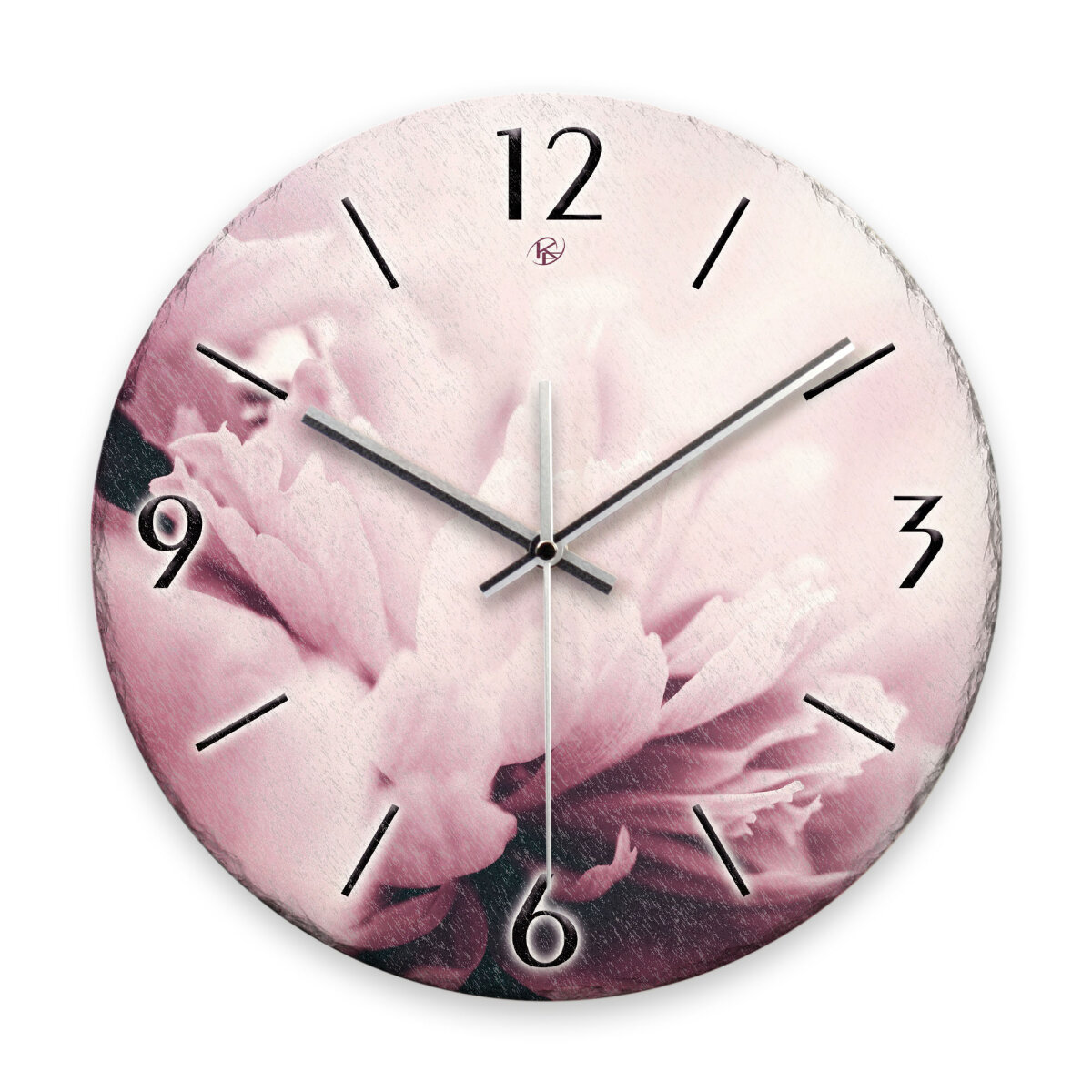 Dahlie Design-Wanduhr aus Steinguss mit leisem Uhrwerk