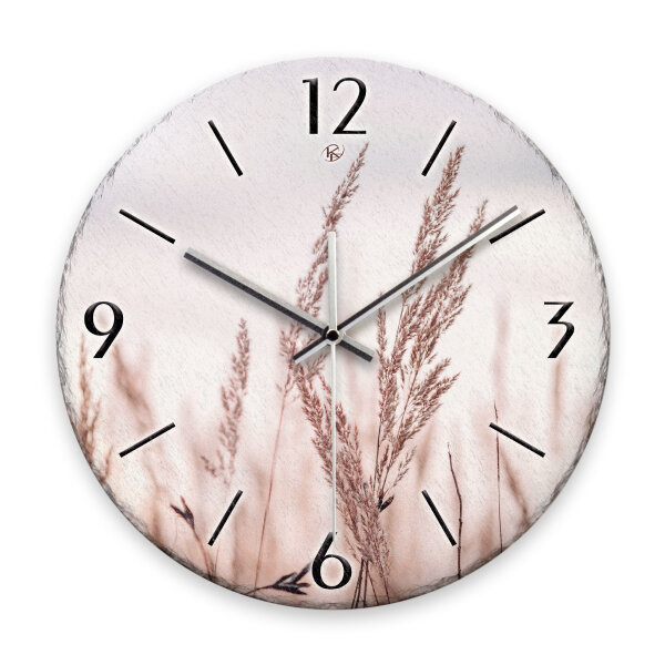 Gräser im Wind Design-Wanduhr aus Steinguss mit...