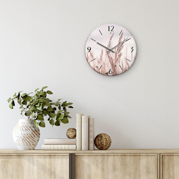 Gräser im Wind Design-Wanduhr aus Steinguss mit leisem Uhrwerk