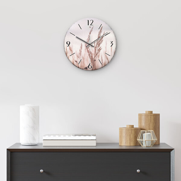 Gräser im Wind Design-Wanduhr aus Steinguss mit leisem Uhrwerk