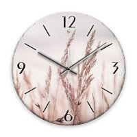 Gräser im Wind Design-Wanduhr aus Steinguss mit leisem Uhrwerk