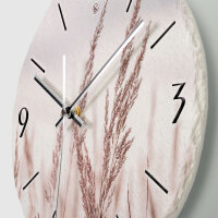 Gräser im Wind Design-Wanduhr aus Steinguss mit leisem Uhrwerk