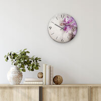 Orchidee Design-Wanduhr aus Steinguss mit leisem Uhrwerk