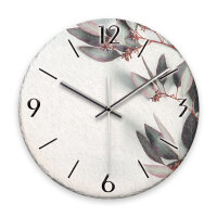 Eukalyptus Design-Wanduhr aus Steinguss mit leisem Uhrwerk