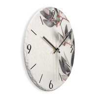 Eukalyptus Design-Wanduhr aus Steinguss mit leisem Uhrwerk