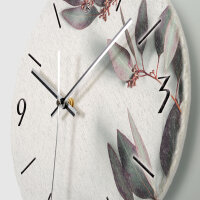 Eukalyptus Design-Wanduhr aus Steinguss mit leisem Uhrwerk