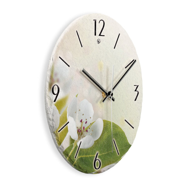 Birnbaum-Blüte Design-Wanduhr aus Steinguss mit...