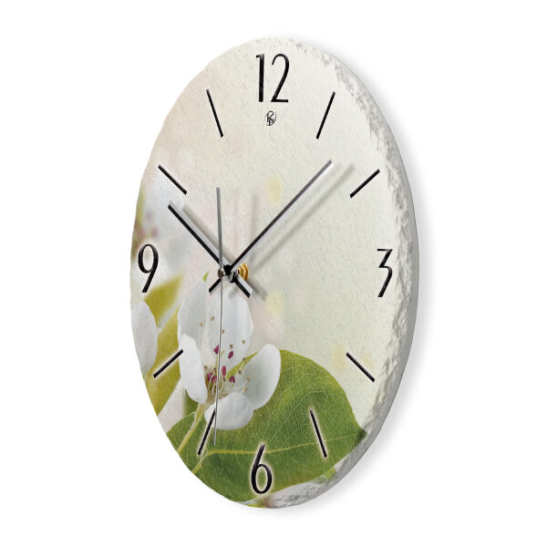 Birnbaum-Blüte Design-Wanduhr aus Steinguss mit leisem Uhrwerk