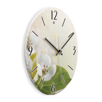 Birnbaum-Blüte Design-Wanduhr aus Steinguss mit leisem Uhrwerk